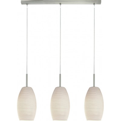 吊灯 Eglo Batista 3 120W 拉长的 形状 110×72 cm. 客厅 和 饭厅. 现代的, 复杂的 和 设计 风格. 钢 和 玻璃. 白色的, 镍 和 亚光镍 颜色