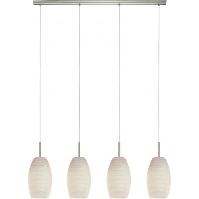 吊灯 Eglo Batista 3 160W 拉长的 形状 110×102 cm. 客厅 和 饭厅. 现代的, 复杂的 和 设计 风格. 钢 和 玻璃. 白色的, 镍 和 亚光镍 颜色