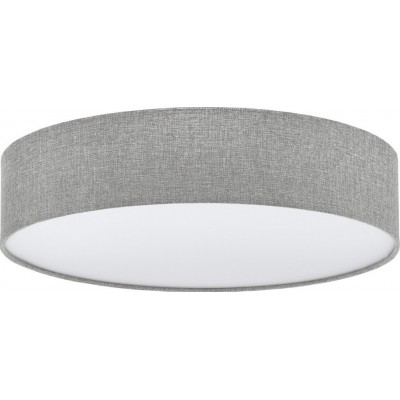 Indoor ceiling light Eglo Pasteri 180W Cylindrical Shape Ø 57 cm. Living room and dining room. Modern Style. Steel, Linen and Textile. White and gray Color
