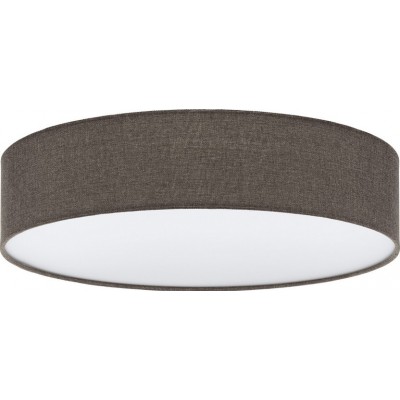 119,95 € Free Shipping | Indoor ceiling light Eglo Pasteri 180W Cylindrical Shape Ø 57 cm. Living room and dining room. Modern Style. Steel, Linen and Textile. White and brown Color