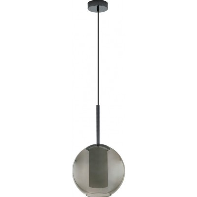 69,95 € Free Shipping | Hanging lamp Eglo Tindari 60W Spherical Shape Ø 25 cm. Living room and dining room. Modern, sophisticated and design Style. Steel and glass. White, black and nickel Color