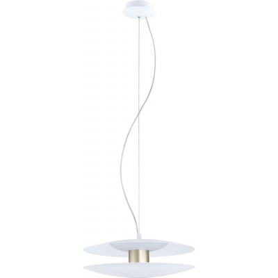 199,95 € Free Shipping | Hanging lamp Eglo Trappeto 18W 3000K Warm light. Cylindrical Shape Ø 47 cm. Living room and dining room. Modern, sophisticated and design Style. Steel and plastic. White and champagne Color