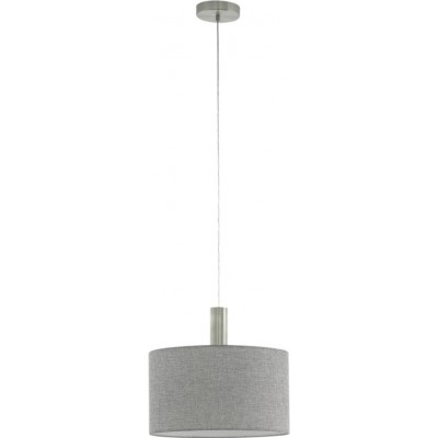 Hanging lamp Eglo Concessa 2 60W Cylindrical Shape Ø 38 cm. Living room and dining room. Modern, sophisticated and design Style. Steel, linen and textile. Gray, nickel and matt nickel Color