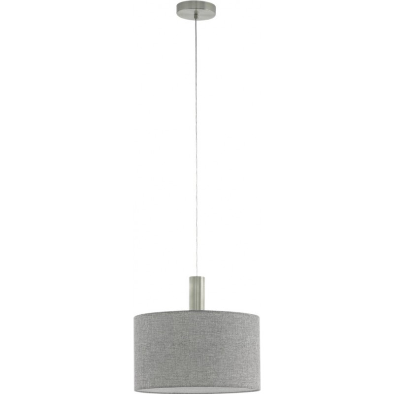 吊灯 Eglo Concessa 2 60W 圆柱型 形状 Ø 38 cm. 客厅 和 饭厅. 现代的, 复杂的 和 设计 风格. 钢, 亚麻布 和 纺织品. 灰色的, 镍 和 亚光镍 颜色