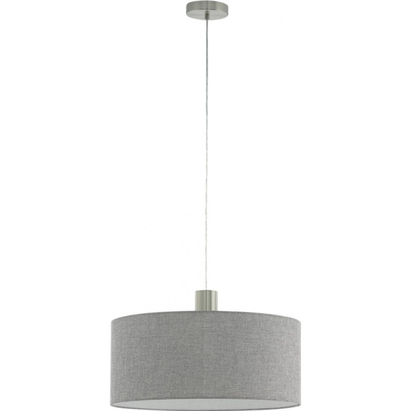 Hanging lamp Eglo Concessa 2 60W Cylindrical Shape Ø 53 cm. Living room and dining room. Modern, sophisticated and design Style. Steel, linen and textile. Gray, nickel and matt nickel Color