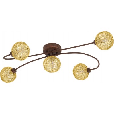 Lámpara de araña Eglo Caris 1 15W Forma Angular 75×41 cm. Salón y dormitorio. Estilo vintage. Acero y Aluminio. Color dorado, marrón y óxido