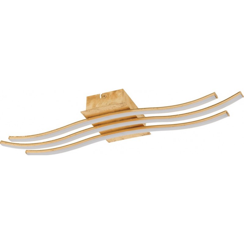 99,95 € Free Shipping | Indoor ceiling light Eglo Miraflores 26W 3000K Warm light. Extended Shape 61×16 cm. Bedroom. Design Style. Steel, aluminum and plastic. White and golden Color