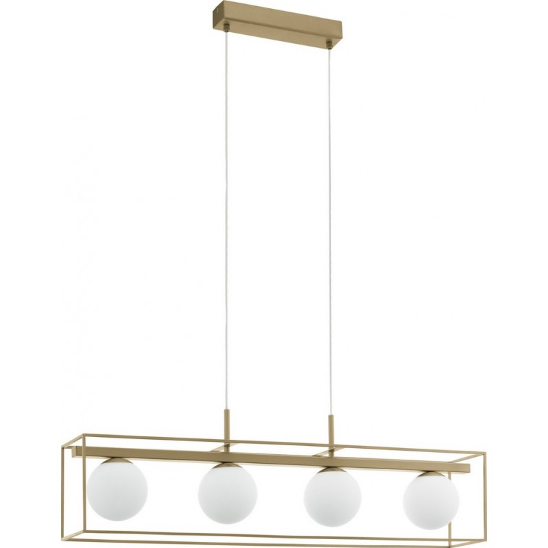 174,95 € Free Shipping | Hanging lamp Eglo Vallaspra 160W Extended Shape 110×91 cm. Living room and dining room. Modern, sophisticated and design Style. Steel, glass and opal glass. White and champagne Color