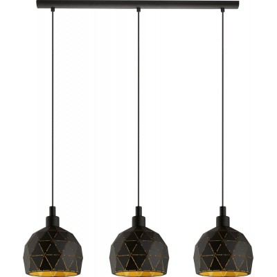 192,95 € Free Shipping | Hanging lamp Eglo Roccaforte 120W Extended Shape 110×75 cm. Living room and dining room. Retro, vintage and cool Style. Steel. Golden and black Color