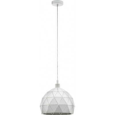 Hanging lamp Eglo Roccaforte 60W Spherical Shape Ø 30 cm. Living room and dining room. Retro, vintage and cool Style. Steel. White Color