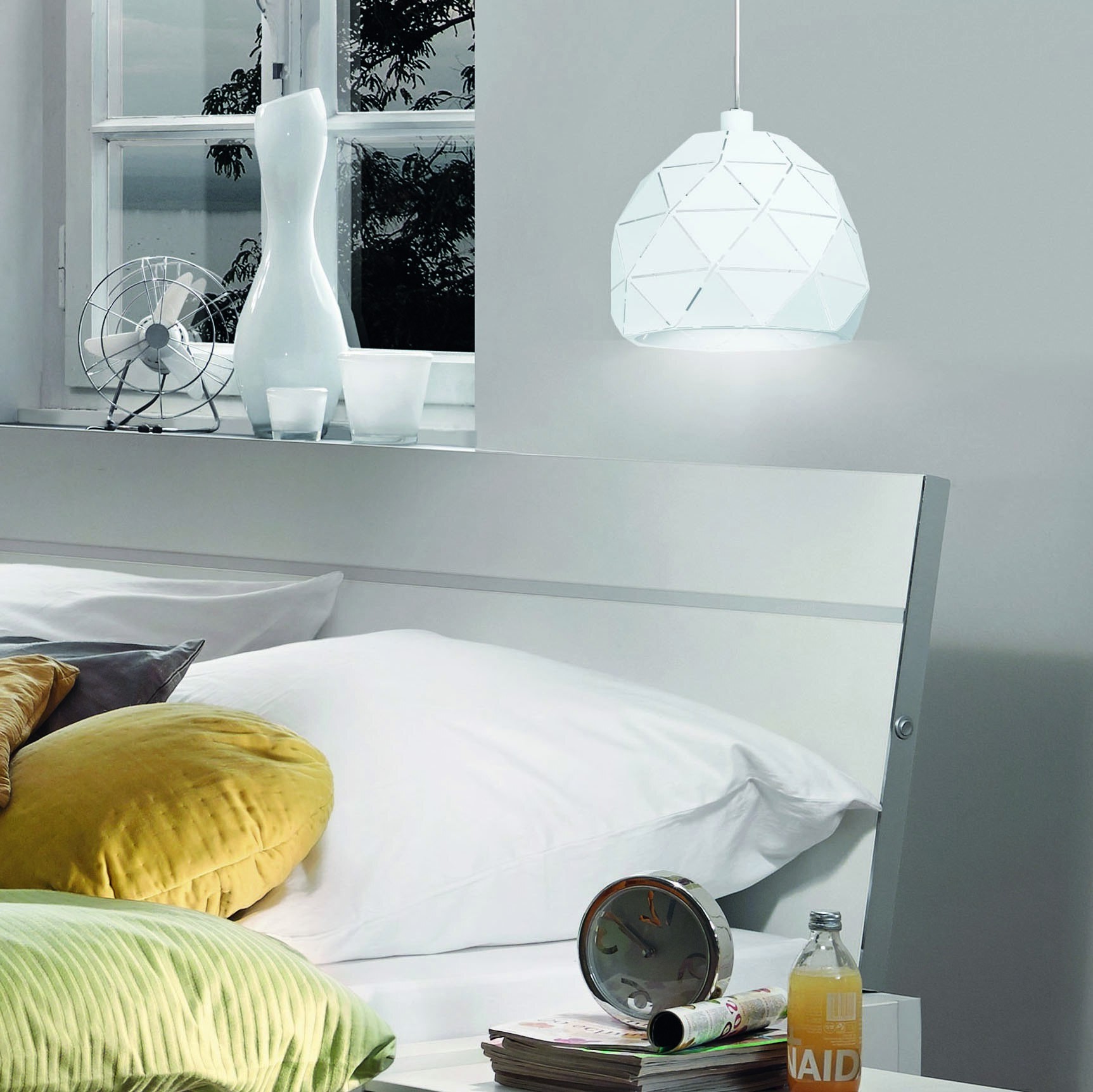117,95 € Free Shipping | Hanging lamp Eglo Roccaforte 60W Ø 30 cm. Steel. White Color