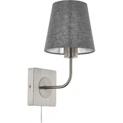 Настенный светильник для дома Eglo Pausia 40W Коническая Форма 32×16 cm. Спальная комната. Современный Стиль. Стали, Белье и Древесина. Белый, серый, никель и матовый никель Цвет