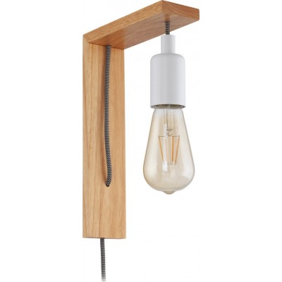 Luz de parede interna Eglo Tocopilla 10W 28×6 cm. Aço e madeira. Cor branco e castanho
