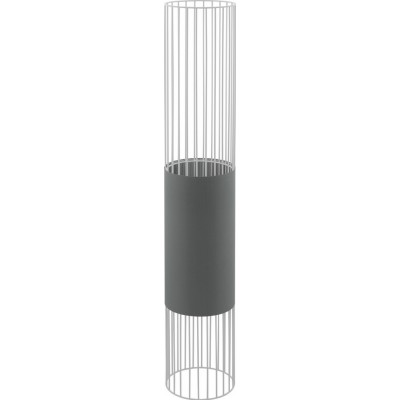 Lámpara de pie Eglo Norumbega 60W Forma Cilíndrica Ø 20 cm. Comedor, dormitorio y oficina. Estilo moderno, sofisticado y diseño. Acero y Textil. Color blanco y gris