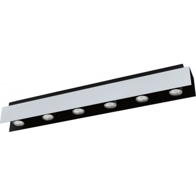 シーリングランプ Eglo Viserba 30W 細長い 形状 83×12 cm. リビングルーム, ベッドルーム そして バスルーム. モダン スタイル. 鋼. アルミニウム, 白い, ブラック そして 銀 カラー