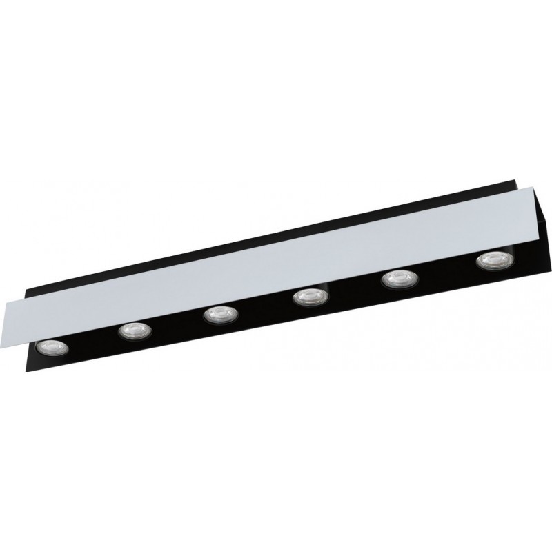 Indoor ceiling light Eglo Viserba 30W Extended Shape 83×12 cm. Living room, bedroom and bathroom. Modern Style. Steel. Aluminum, white, black and silver Color