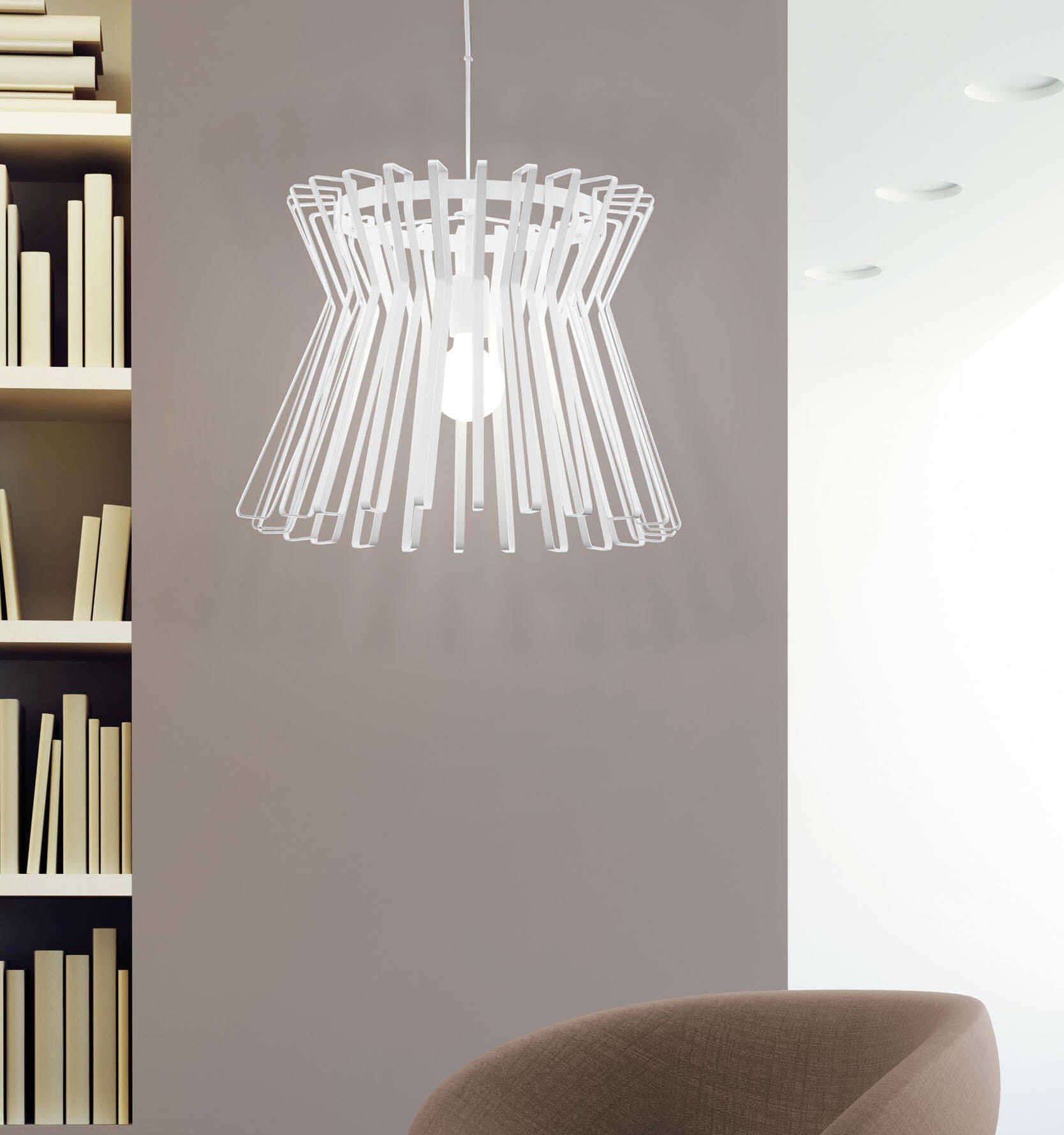 Lâmpada pendurada Eglo Locubin 40W Ø 46 cm. Aço. Cor branco
