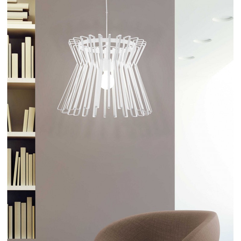 Hanging lamp Eglo Locubin 40W Cylindrical Shape Ø 46 cm. Living room and dining room. Modern, sophisticated and design Style. Steel. White Color