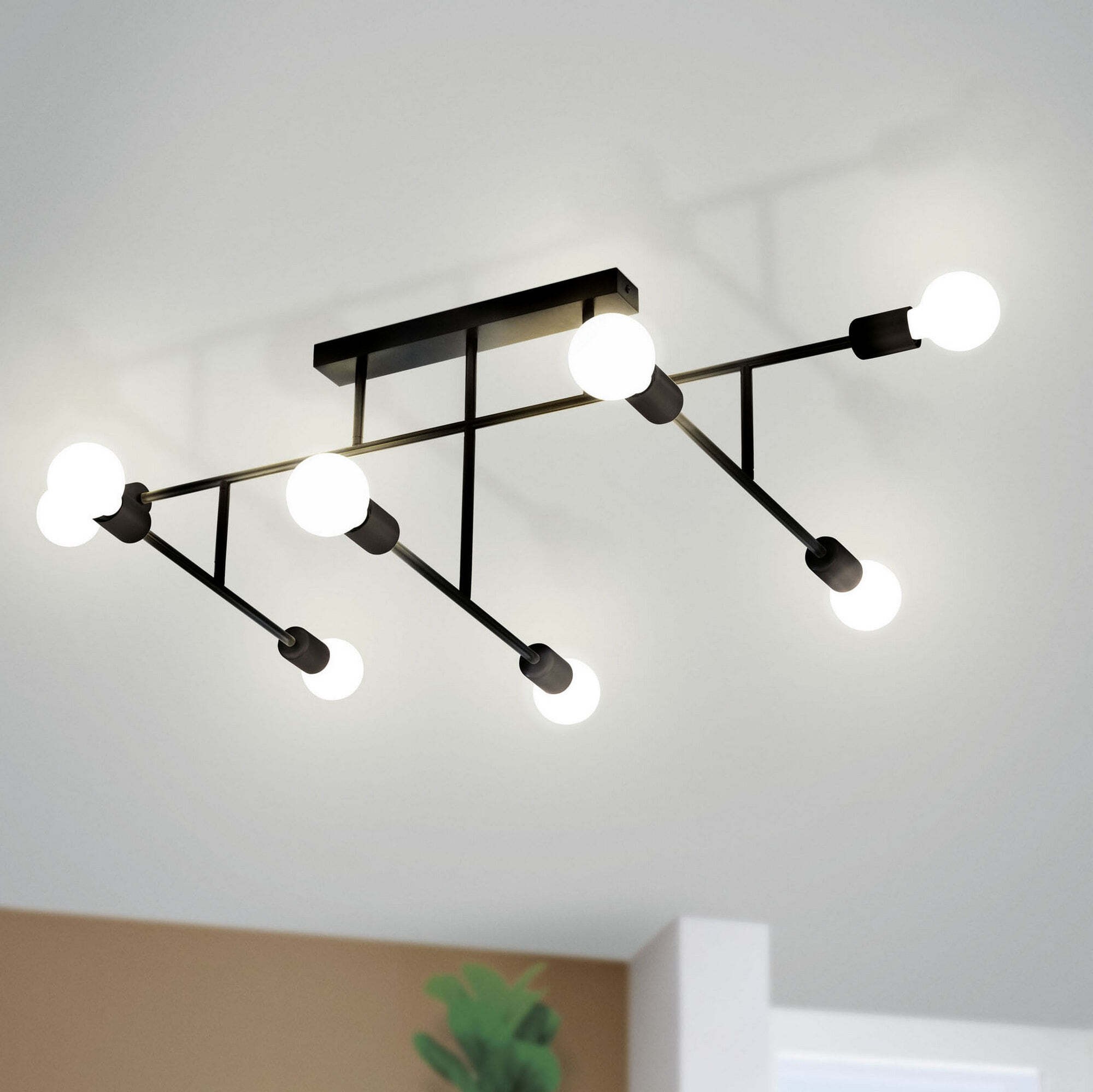 184,95 € Kostenloser Versand | Leuchter Eglo Belsiana 320W 118×51 cm. Stahl. Schwarz Farbe