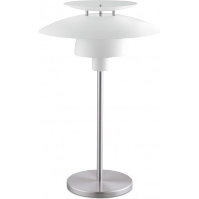 59,95 € Envoi gratuit | Lampe de table Eglo Brenda 60W Ø 32 cm. Acier. Couleur blanc, nickel et nickel mat