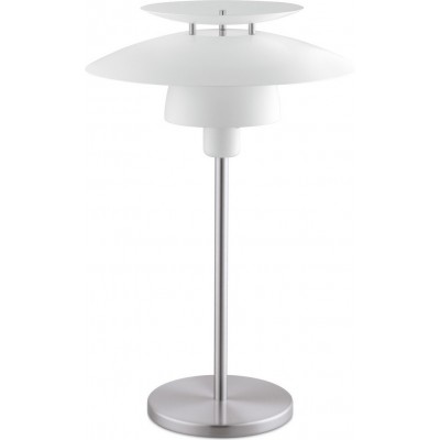 69,95 € Free Shipping | Table lamp Eglo Brenda 60W Angular Shape Ø 32 cm. Bedroom, office and work zone. Modern and design Style. Steel. White, nickel and matt nickel Color