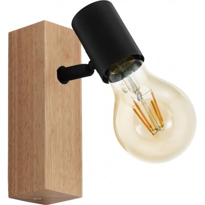 22,95 € Spedizione Gratuita | Lampada da parete per interni Eglo France Townshend 3 10W 17×5 cm. Acciaio e legna. Colore marrone e nero