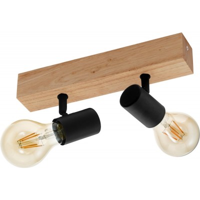 47,95 € Spedizione Gratuita | Lampada da soffitto Eglo France Townshend 3 120W 30×5 cm. Acciaio e legna. Colore marrone e nero