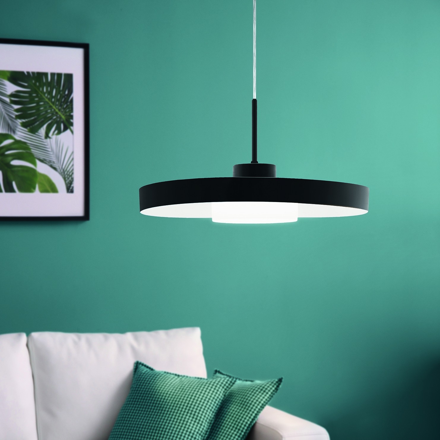Hängelampe Eglo Alpicella 22.5W 3000K Warmes Licht. Ø 40 cm. Stahl und plastik. Schwarz und satin Farbe