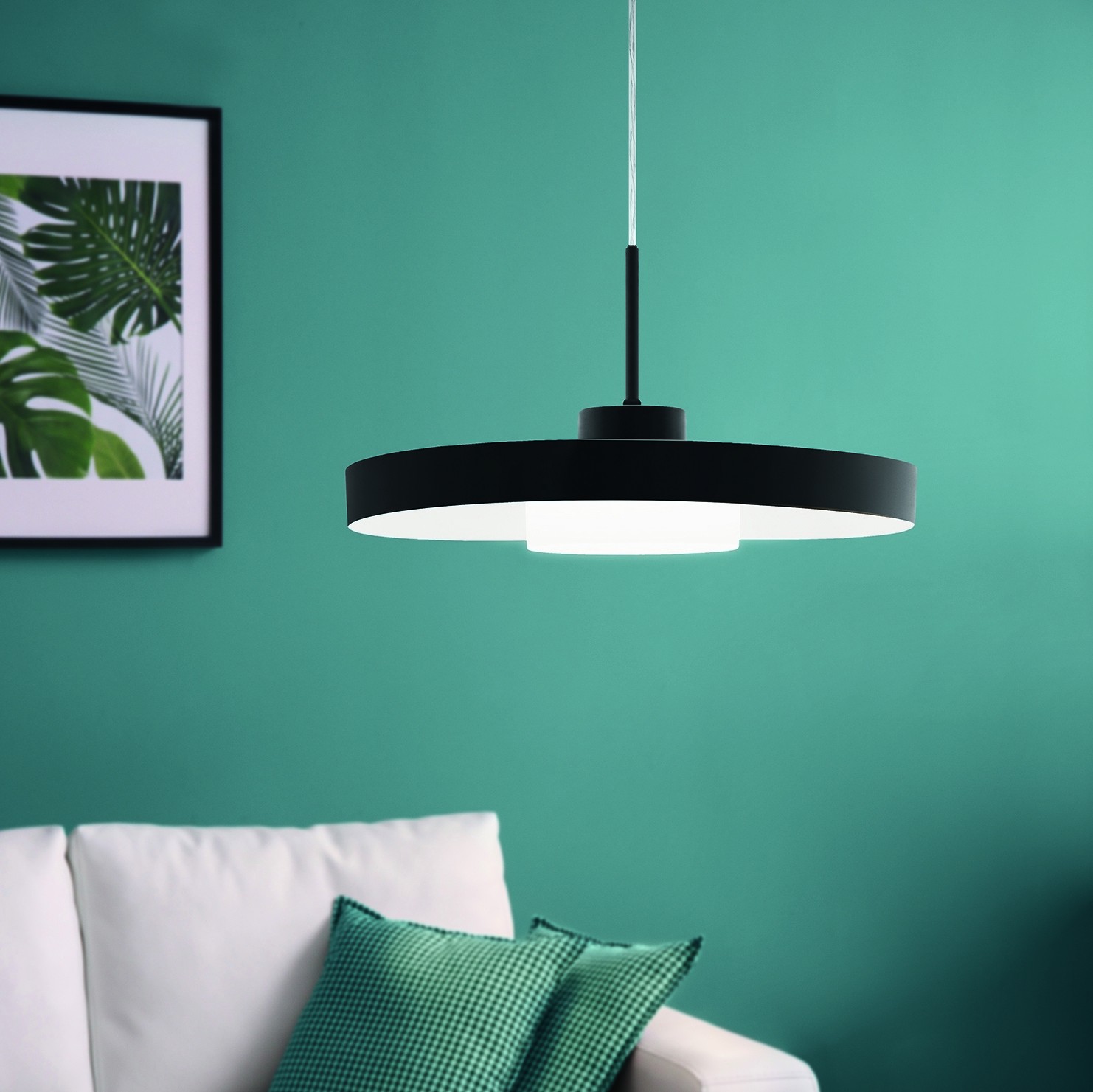 Hanging lamp Eglo Alpicella 22.5W 3000K Warm light. Ø 40 cm. Steel and plastic. Black and satin Color