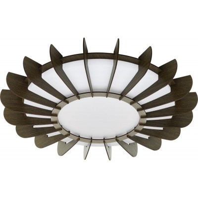 88,95 € Free Shipping | Indoor ceiling light Eglo Arapiles 33W 3000K Warm light. Round Shape Ø 56 cm. Living room and dining room. Design Style. Steel, wood and plastic. White, brown and dark brown Color