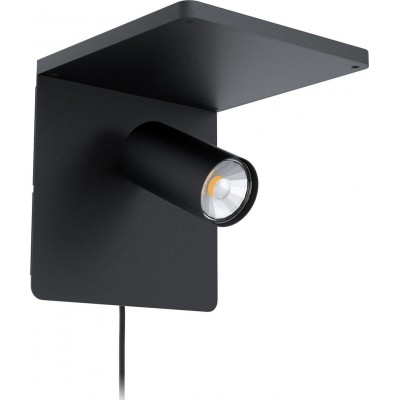 149,95 € Free Shipping | Indoor wall light Eglo Ciglie 5W Angular Shape 18×18 cm. Bedroom, lobby and office. Modern and design Style. Steel and aluminum. Black Color