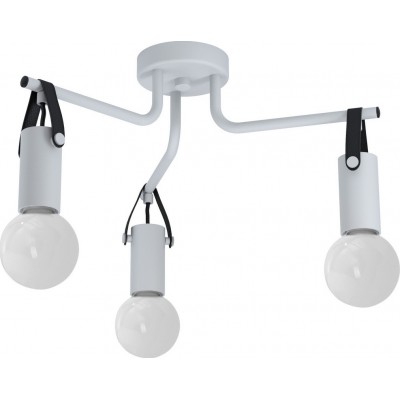 Lampada da soffitto Eglo Apricale 180W Forma Angolare Ø 46 cm. Soggiorno, sala da pranzo e camera da letto. Stile design. Acciaio e Pelle. Colore grigio e nero