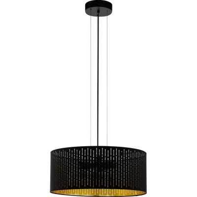 165,95 € Free Shipping | Hanging lamp Eglo Varillas 120W Ø 53 cm. Steel and textile. Golden and black Color