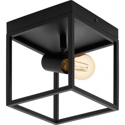 Lampada da soffitto Eglo Silentina 40W Forma Cubica 21×18 cm. Soggiorno e sala da pranzo. Stile design. Acciaio. Colore nero
