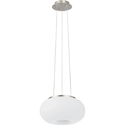 186,95 € Free Shipping | Hanging lamp Eglo Optica C 20.2W 2700K Very warm light. Oval Shape Ø 37 cm. Living room and dining room. Modern and design Style. Steel, glass and opal glass. White, nickel and matt nickel Color