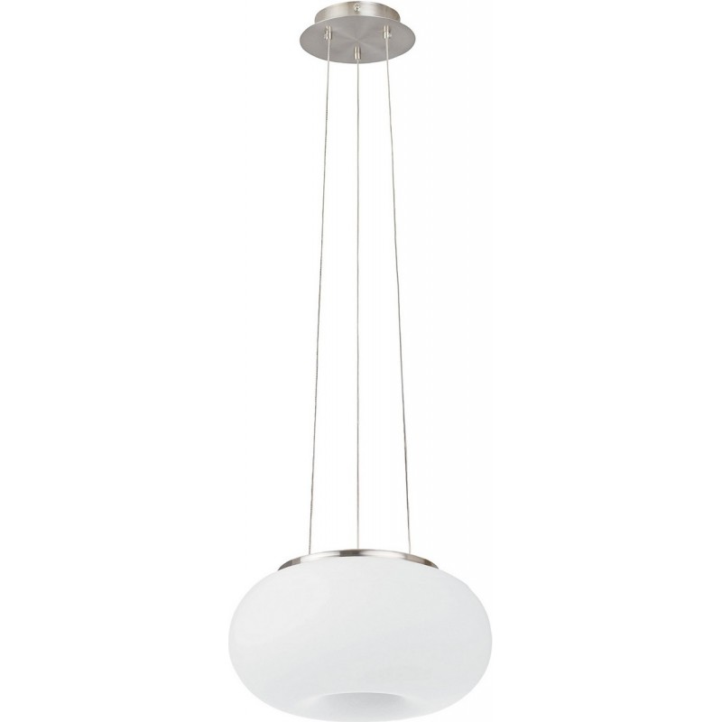 159,95 € Free Shipping | Hanging lamp Eglo Optica C 20.2W 2700K Very warm light. Oval Shape Ø 37 cm. Living room and dining room. Modern and design Style. Steel, Glass and Opal glass. White, nickel and matt nickel Color