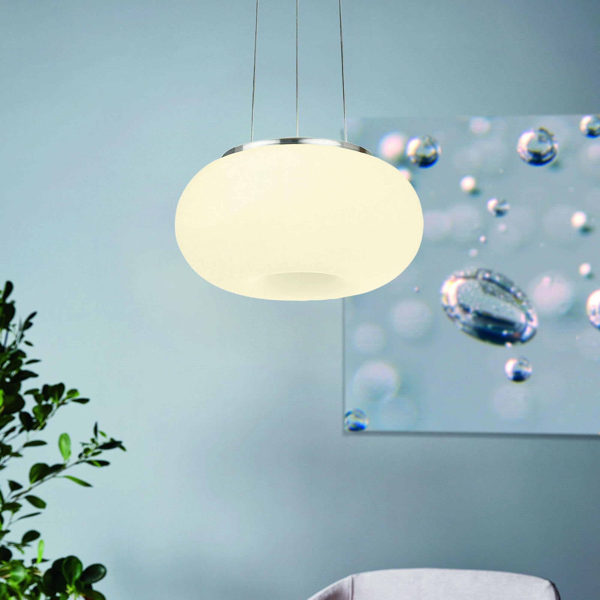 159,95 € Envio grátis | Lâmpada pendurada Eglo Optica C 20.2W 2700K Luz muito quente. Ø 37 cm. Aço, vidro e vidro opalino. Cor branco, níquel e níquel mate