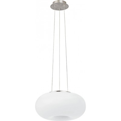 233,95 € Free Shipping | Hanging lamp Eglo Optica C 24.8W 2700K Very warm light. Oval Shape Ø 44 cm. Living room and dining room. Modern and design Style. Steel, glass and opal glass. White, nickel and matt nickel Color