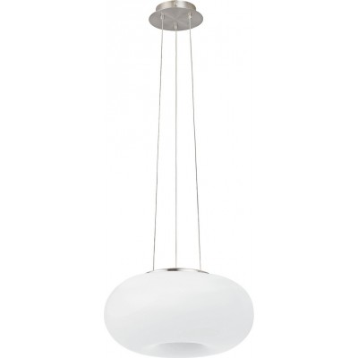 Lampe à suspension Eglo Optica C 24.8W 2700K Lumière très chaude. Façonner Ovale Ø 44 cm. Salle et salle à manger. Style moderne et conception. Acier, Verre et Verre opale. Couleur blanc, nickel et nickel mat