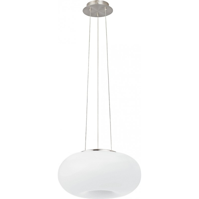 199,95 € Free Shipping | Hanging lamp Eglo Optica C 24.8W 2700K Very warm light. Oval Shape Ø 44 cm. Living room and dining room. Modern and design Style. Steel, Glass and Opal glass. White, nickel and matt nickel Color