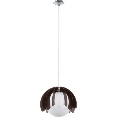 吊灯 Eglo Rambla 60W 球形 形状 Ø 34 cm. 客厅 和 饭厅. 现代的, 复杂的 和 设计 风格. 钢, 木头 和 玻璃. 白色的, 黑色的, 镍 和 亚光镍 颜色