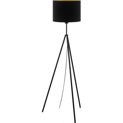 落地灯 Eglo Scigliati 60W 圆柱型 形状 Ø 34 cm. 客厅, 饭厅 和 卧室. 现代的 和 设计 风格. 钢 和 纺织品. 金的 和 黑色的 颜色