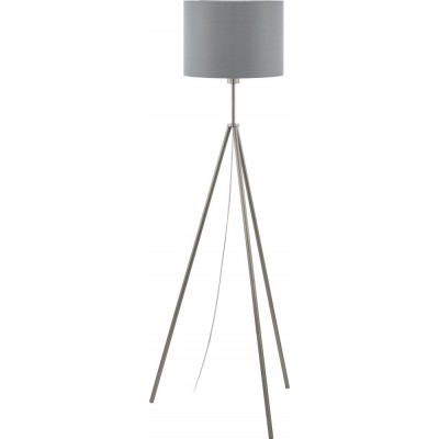 74,95 € Free Shipping | Floor lamp Eglo Scigliati 60W Cylindrical Shape Ø 34 cm. Living room, dining room and bedroom. Modern and design Style. Steel and textile. Gray, nickel, matt nickel and silver Color