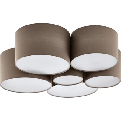 吸顶灯 Eglo Pastore 1 240W 圆柱型 形状 Ø 99 cm. 客厅, 饭厅 和 卧室. 设计 风格. 钢 和 纺织品. 白色的 和 灰色的 颜色