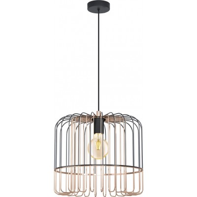 111,95 € Free Shipping | Hanging lamp Eglo Asunción 60W Cylindrical Shape Ø 37 cm. Living room and dining room. Retro and vintage Style. Steel. Copper, golden, black and nickel Color