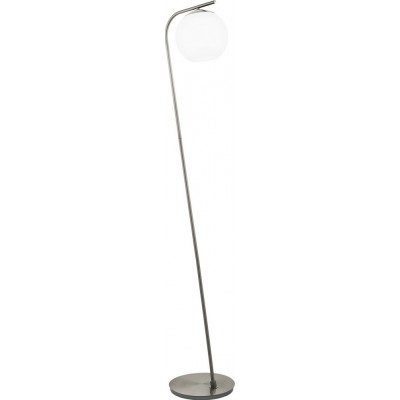 Luminária de piso Eglo Terriente 40W Forma Esférica 150 cm. Sala de estar, sala de jantar e quarto. Estilo moderno, sofisticado e projeto. Aço, Vidro e Vidro opalino. Cor branco, níquel e níquel mate