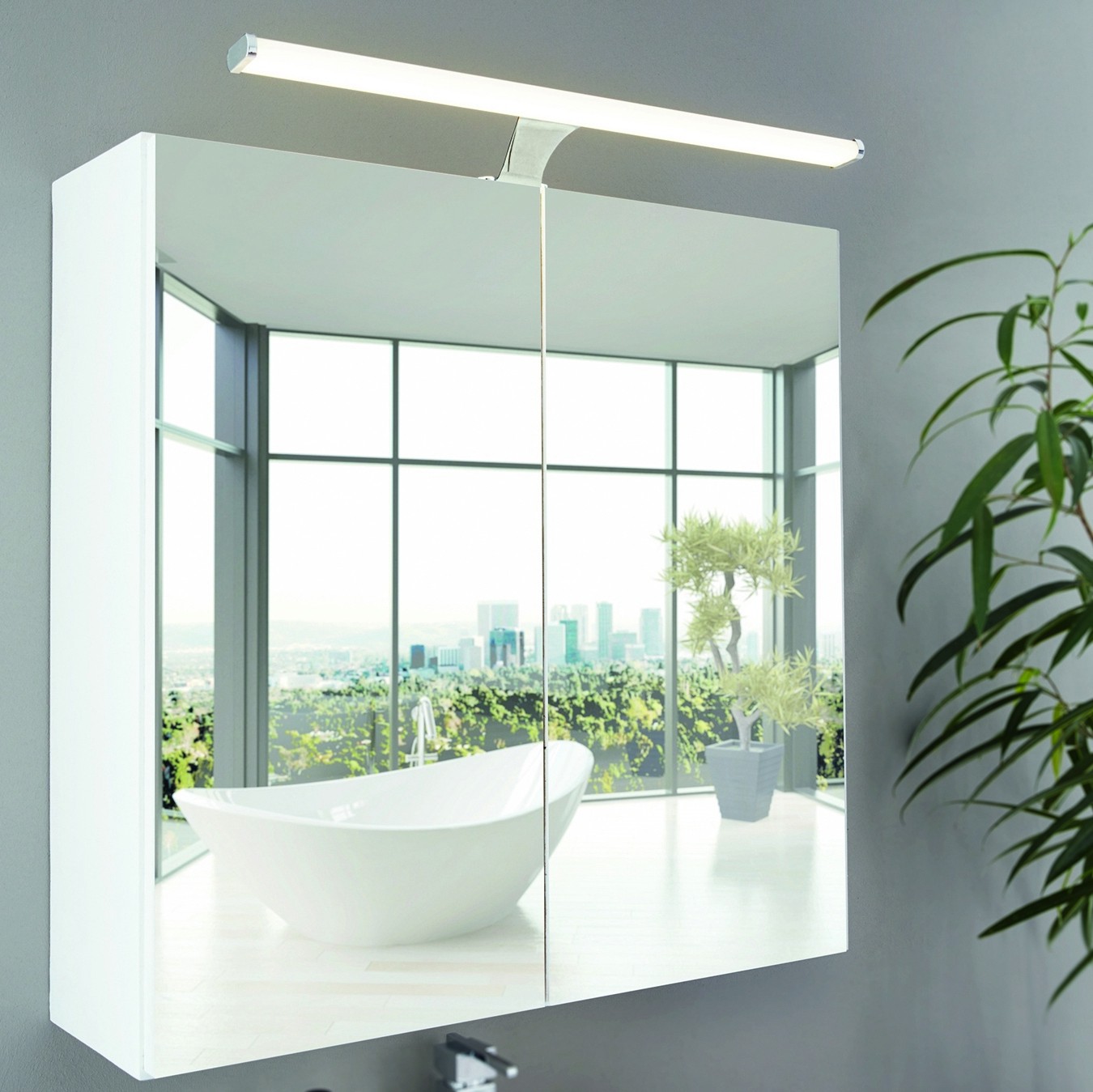 71,95 € Envio grátis | Iluminação de móveis Eglo Vinchio 10W 3000K Luz quente. 60×5 cm. Lâmpada de espelho Aço e plástico. Cor branco, cromado e prata