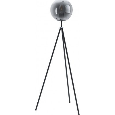 Floor lamp Eglo Isorella 28W Spherical Shape Ø 27 cm. Living room, dining room and bedroom. Modern, sophisticated and design Style. Steel. Plated chrome, black, transparent black and silver Color