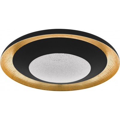 188,95 € Free Shipping | Indoor ceiling light Eglo Canicosa 2 24.5W 2700K Very warm light. Round Shape Ø 49 cm. Living room and dining room. Steel, plastic and slate. Golden and black Color