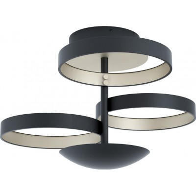 187,95 € Free Shipping | Indoor ceiling light Eglo Gromola 34W 3000K Warm light. Angular Shape Ø 54 cm. Living room and dining room. Sophisticated Style. Steel and aluminum. Champagne and black Color